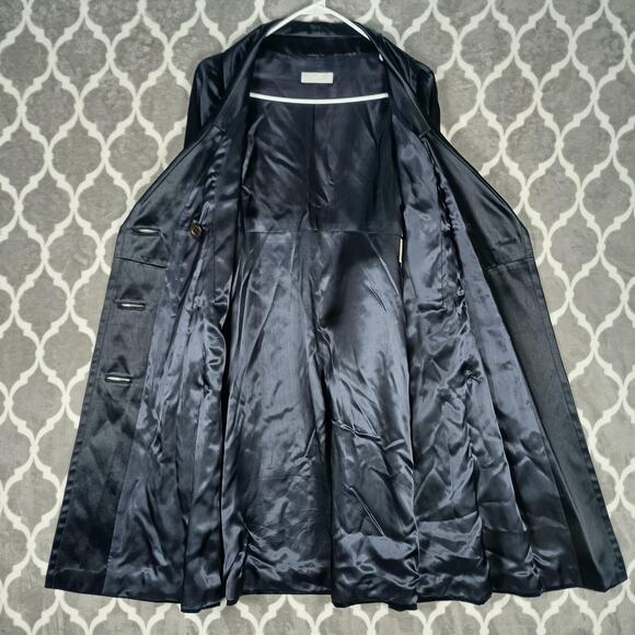 Nicole FARHI Coat Womens 8 Navy Double Breasted Shawl Collar Satin Lined Dressy - Picture 3 of 13